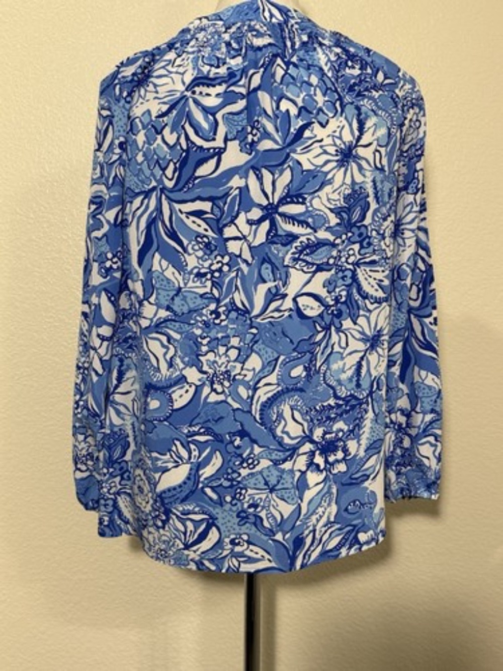 Lilly Pulitzer Womens XS Elsa Silk Tunic Blouse Blue Tang Flocking Fabulous - Picture 2 of 7